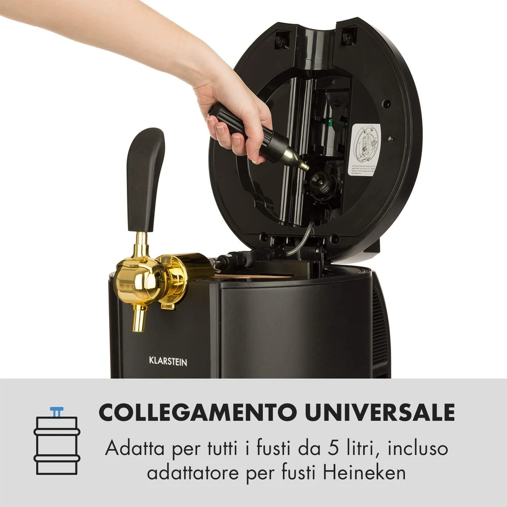 Klarstein alaus dozatorius su termoelektriniu aušintuvu, CO2 sistema, LED ekranu, 5 l talpa, TK49-90300-skal