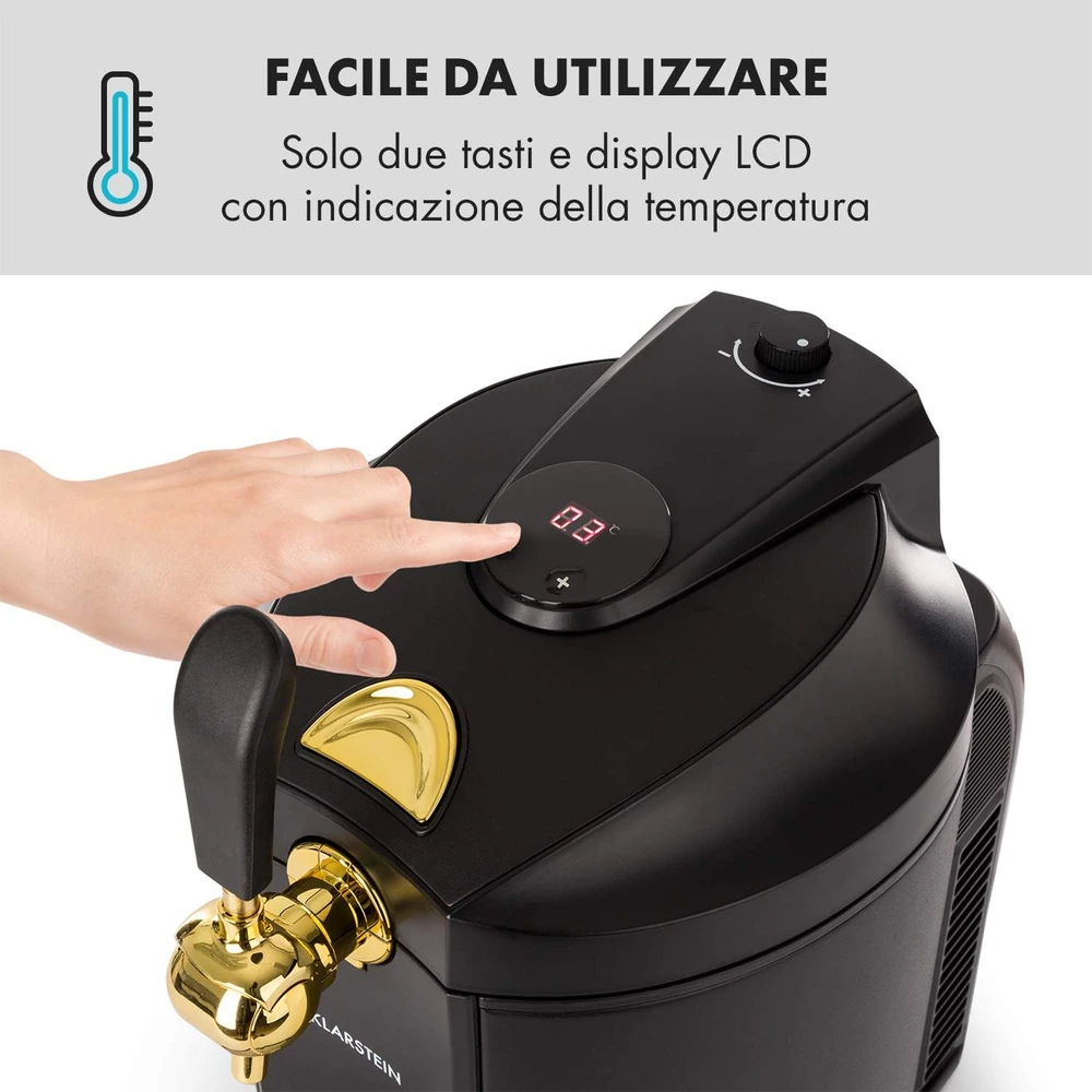 Klarstein alaus dozatorius su termoelektriniu aušintuvu, CO2 sistema, LED ekranu, 5 l talpa, TK49-90300-skal