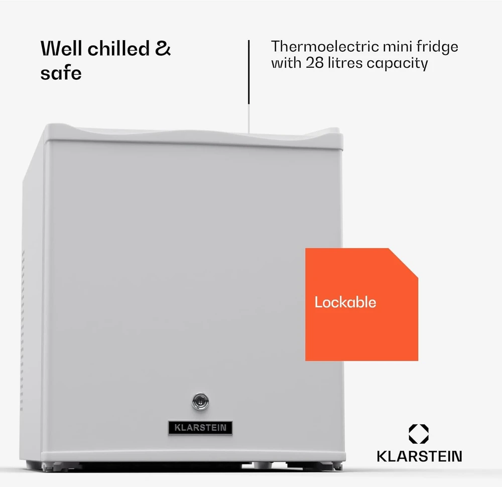Klarstein mini šaldytuvas su stiklinėmis durimis, 28 l, tylus, baltas, HEA-Matterhorn-wh