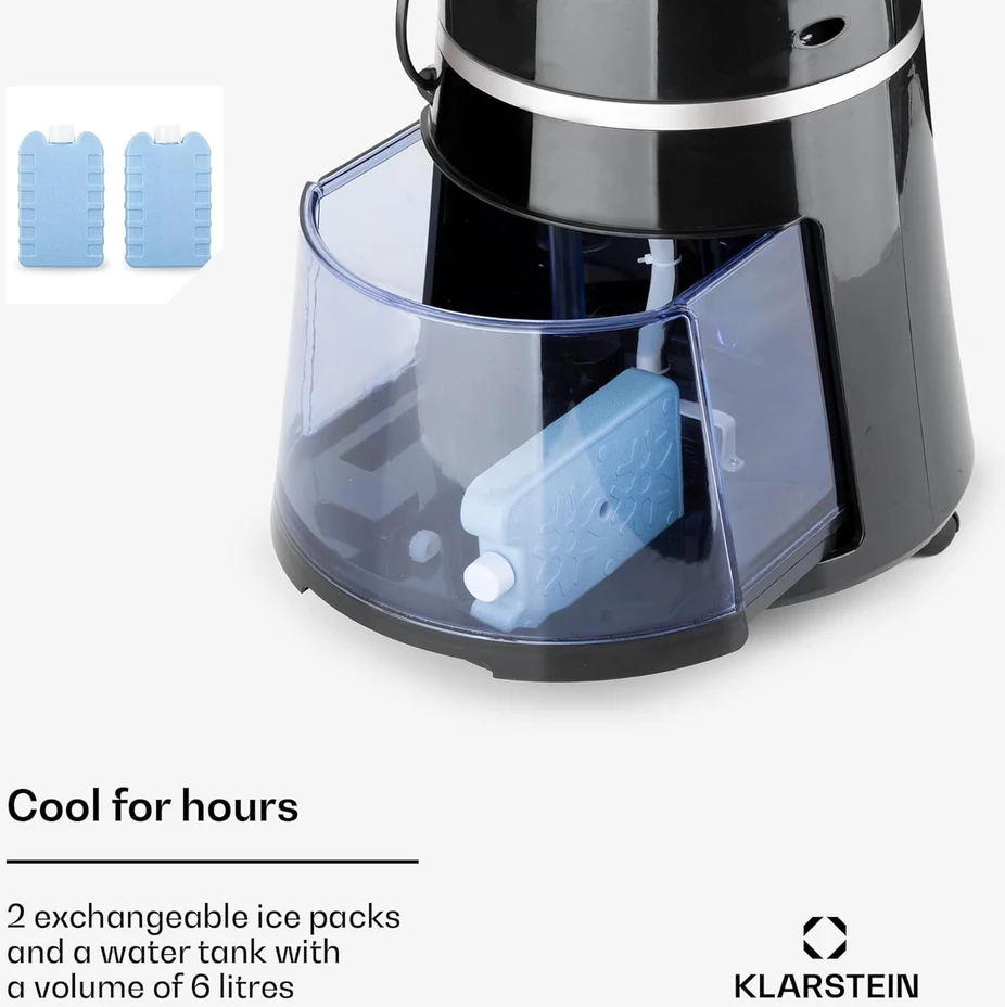 Kondicionierius Klarstein mobilus oro vėsintuvas 4-in-1, 30 W, 6 l vandens talpa, jonizavimo ir drėkinimo funkcija, Skyscraper Ice