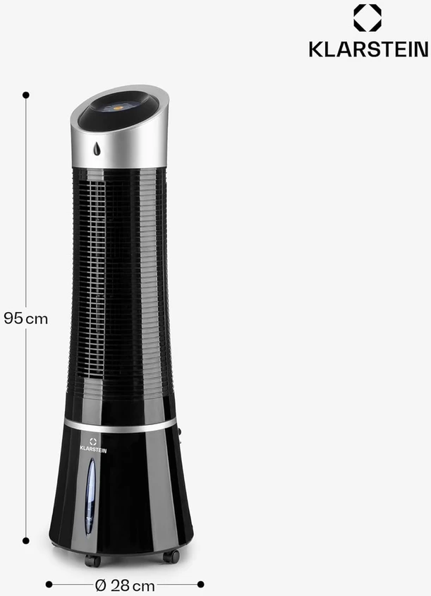 Kondicionierius Klarstein mobilus oro vėsintuvas 4-in-1, 30 W, 6 l vandens talpa, jonizavimo ir drėkinimo funkcija, Skyscraper Ice