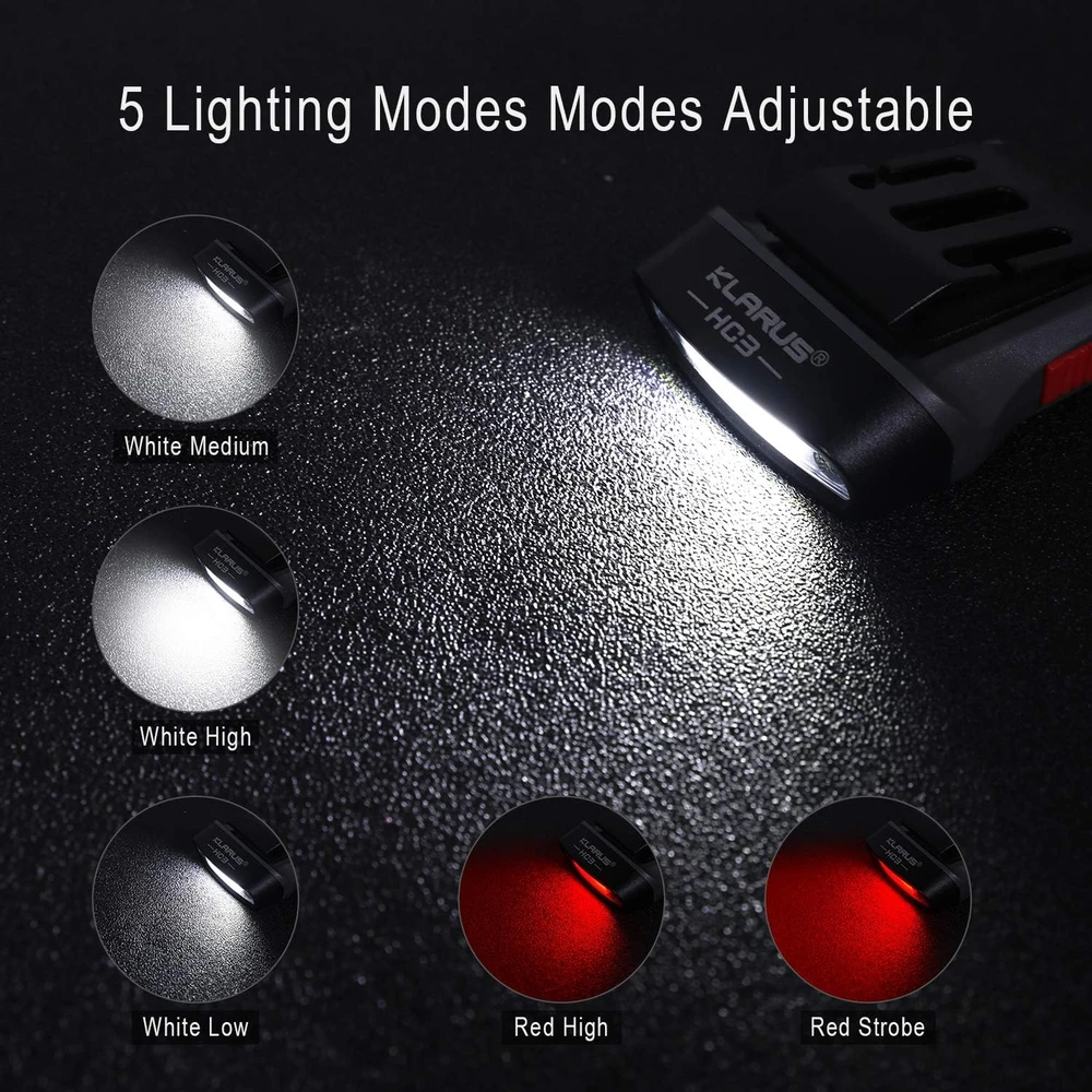 Klarus LED žibintuvėlis su spaustuku HC3, USB-C, 100 lm, IPX5, judesio jutiklis