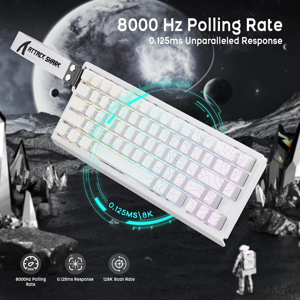 Klaviatūra ATTACK SHARK klaviatūros ir belaidės pelės rinkinys X68HE-X3, Hall efekto, PAW3395