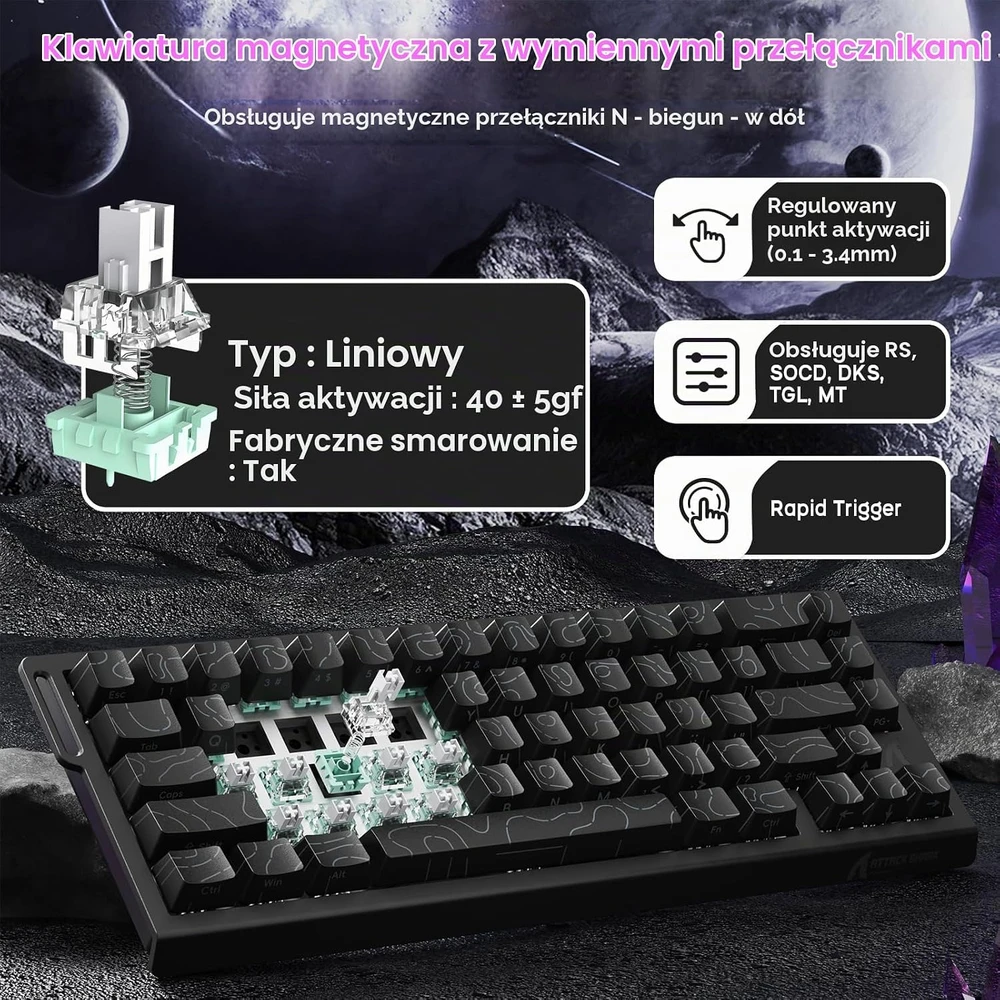Klaviatūra ATTACK SHARK žaidimų klaviatūros ir belaidės pelės rinkinys X68 HE X3, 8000 Hz, PAW3395