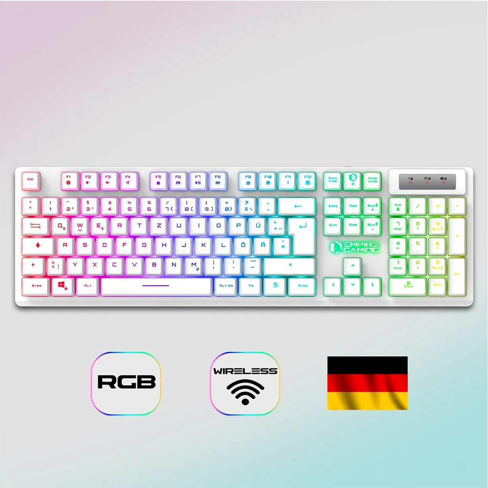 Klaviatūra Empire Gaming belaidis žaidimų klaviatūros ir pelės rinkinys 2,4 GHz, QWERTZ, 4800 DPI Armor RF800