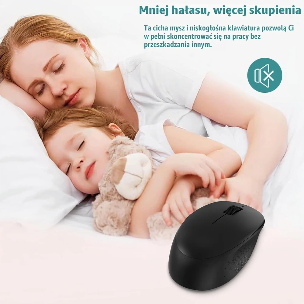 Klaviatūra LeadsaiL belaidis klaviatūros ir pelės rinkinys, 2,4 GHz, QWERTZ, USB, K786-Juodas