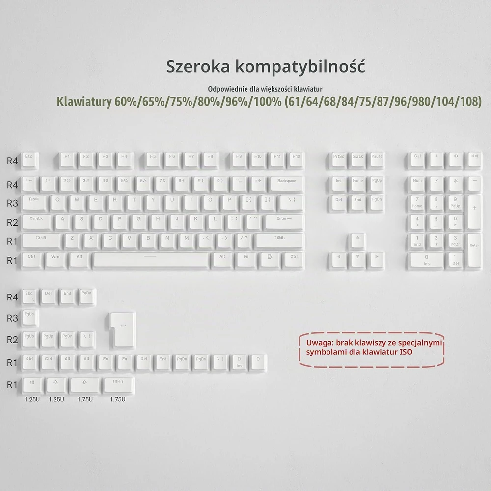 Klaviatūra LQXQ PBT pudding klavišų dangtelių rinkinys 130 vnt., OEM profilis, baltas