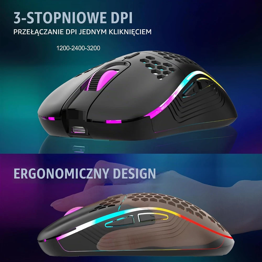 Klaviatūra RedThunder belaidis žaidimų klaviatūros ir pelės rinkinys 60%, QWERTZ, RGB, 2,4 GHz K62