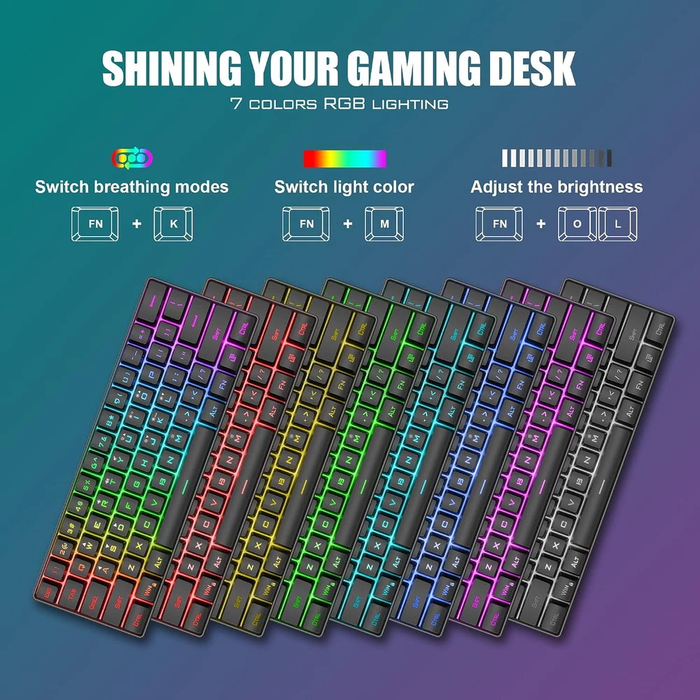 Klaviatūra RedThunder laidinis žaidimų klaviatūros ir pelės rinkinys RGB, 62 klavišai, 7200 DPI, K62