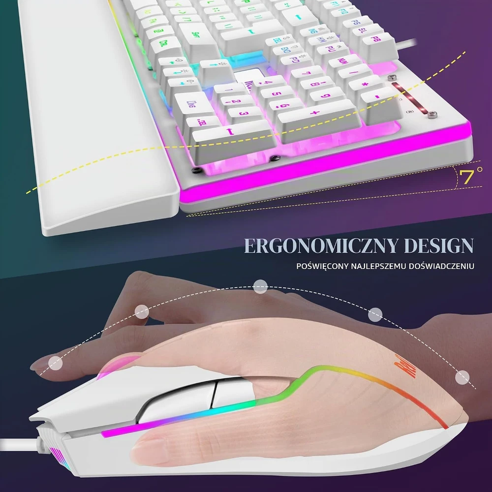 Klaviatūra RedThunder žaidimų klaviatūros ir pelės rinkinys K10 QWERTZ, RGB apšvietimas, 7200 DPI
