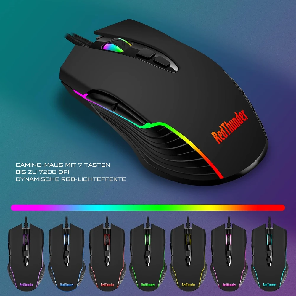Klaviatūra RedThunder žaidimų klaviatūros ir pelės rinkinys RGB, QWERTZ, laidinis k10
