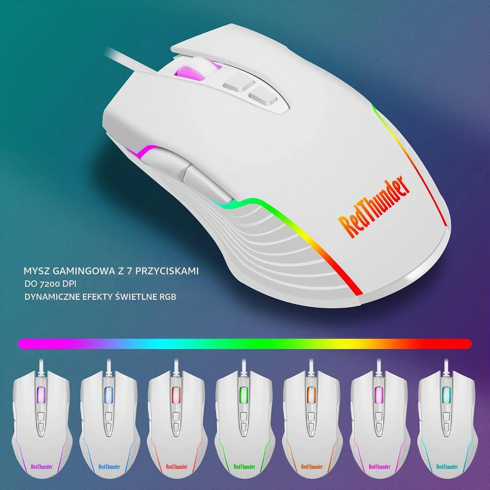 Klaviatūra RedThunder žaidimų klaviatūros ir pelės rinkinys K10 QWERTZ, RGB apšvietimas, 7200 DPI