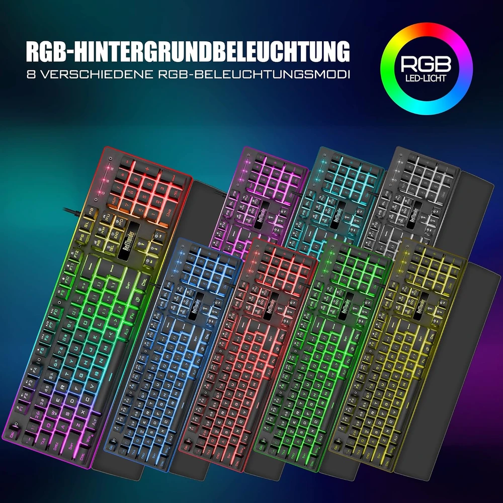 Klaviatūra RedThunder žaidimų klaviatūros ir pelės rinkinys RGB, QWERTZ, laidinis k10