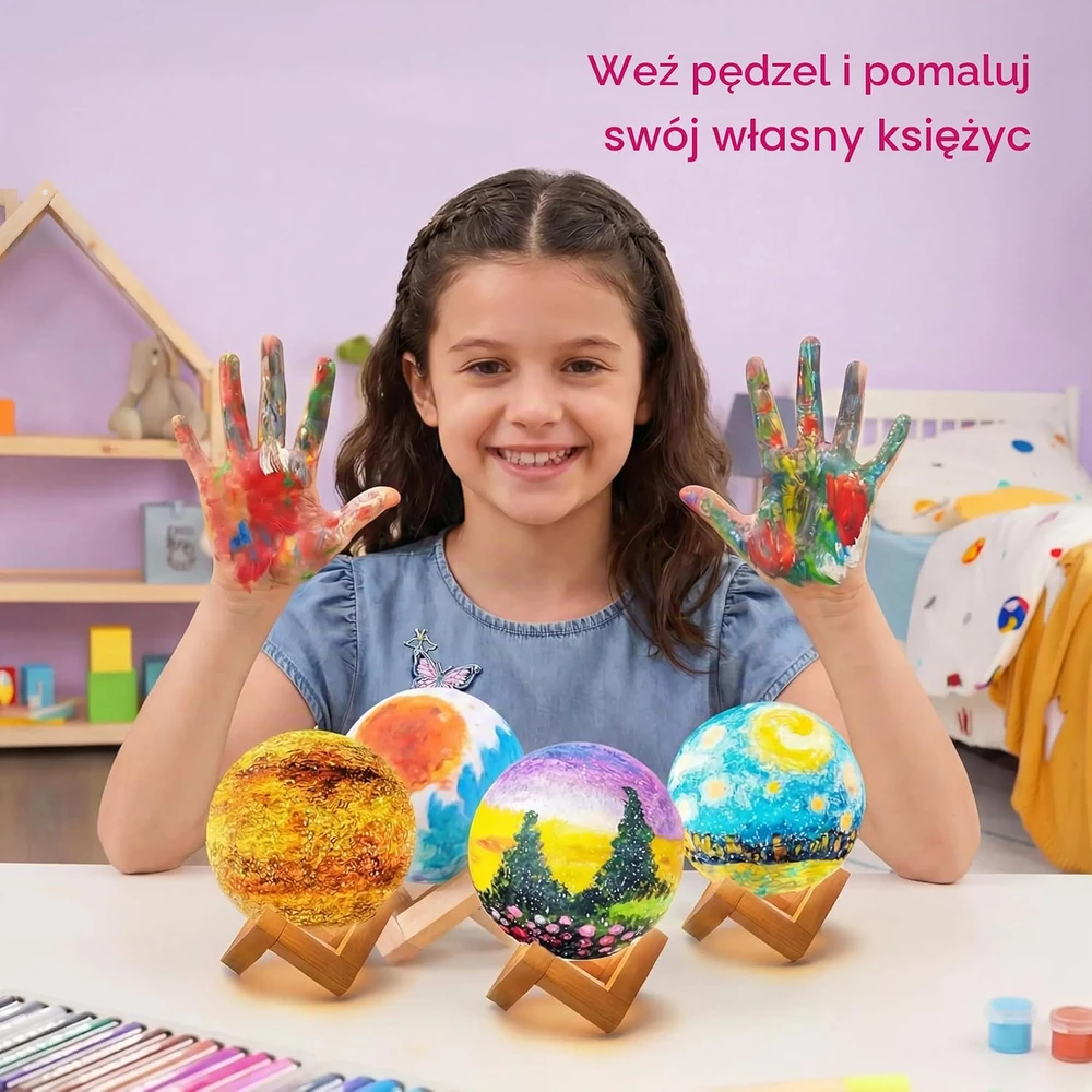 Klever Kits mėnulio lempos dažymo rinkinys su akriliniais dažais, 18 dalių, 60113