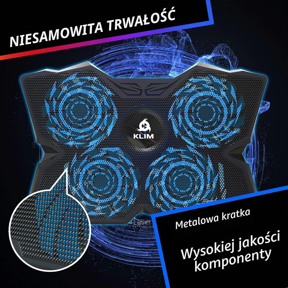KLIM Diamond nešiojamojo kompiuterio aušinimo stovas su 4 ventiliatoriais