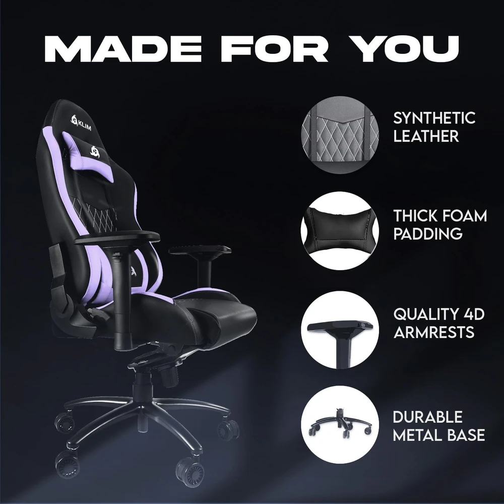 KLIM eSport ergonominė žaidimų kėdė su 4D porankiais ir atlošimu iki 160°