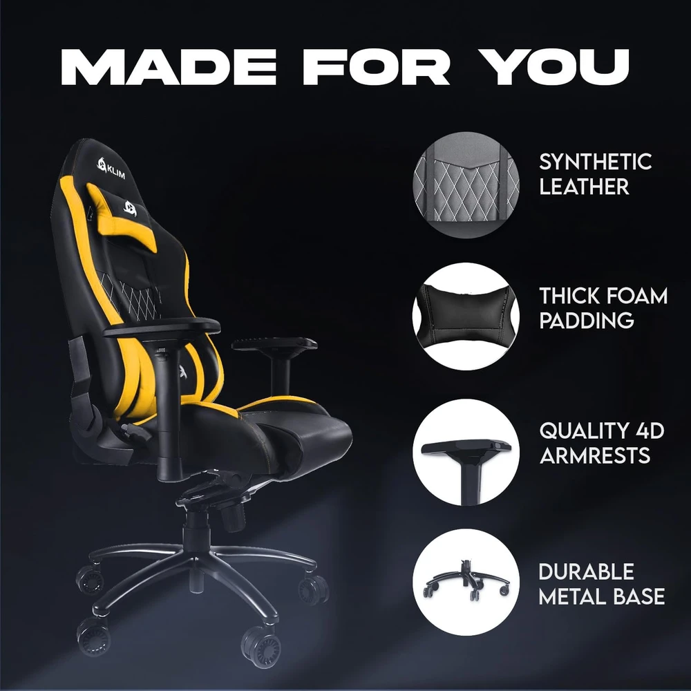 KLIM eSports ergonominė žaidimų kėdė su juosmens ir kaklo atramomis KLESP5809