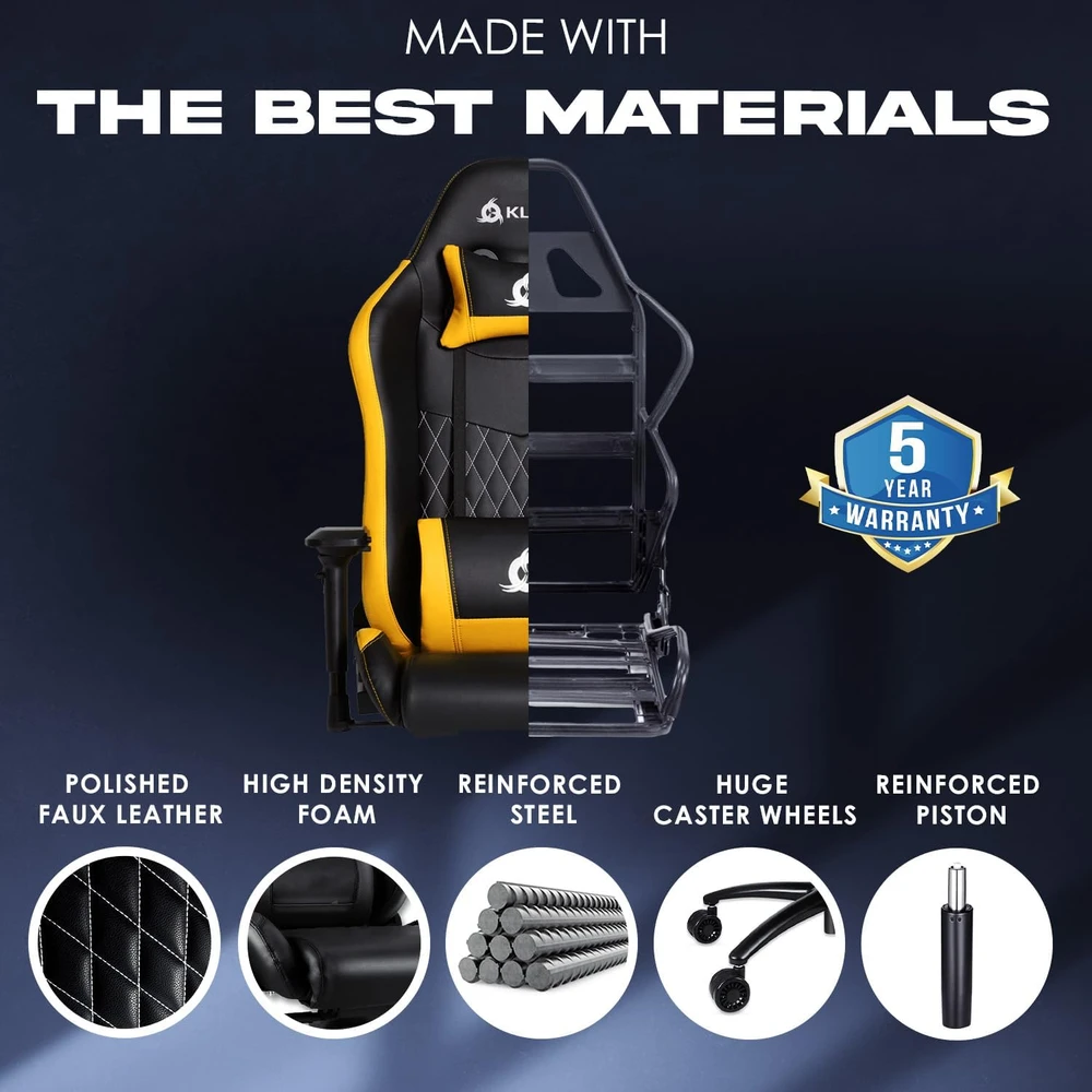 KLIM eSports ergonominė žaidimų kėdė su juosmens ir kaklo atramomis KLESP5809
