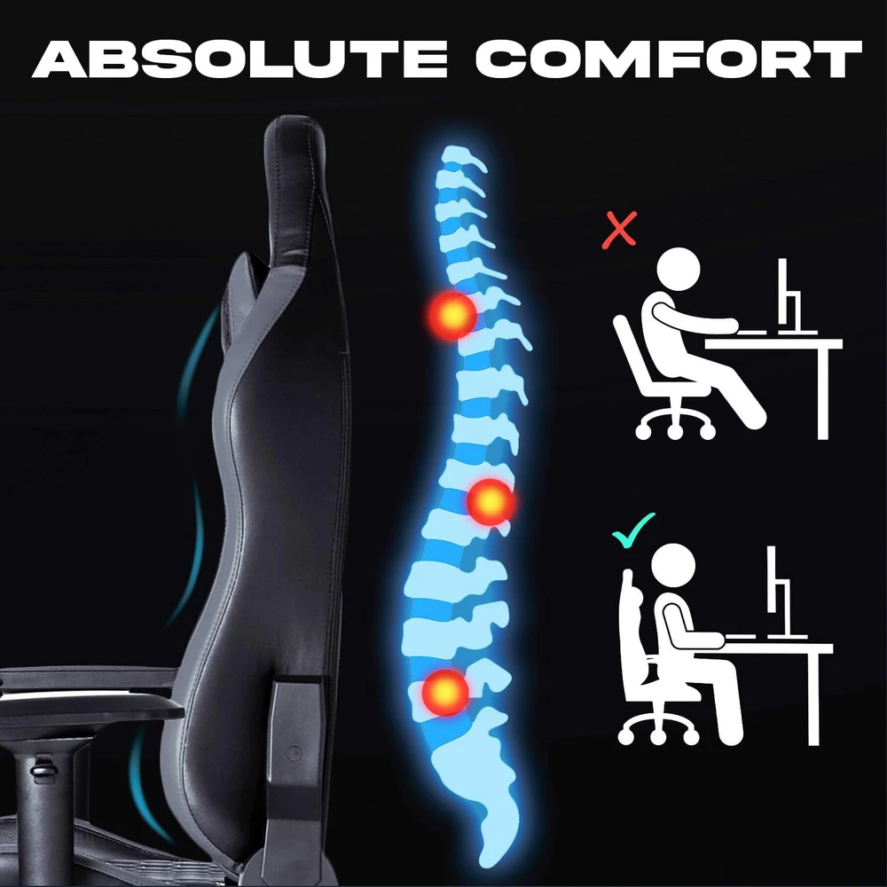 KLIM eSports ergonominė žaidimų kėdė su juosmens ir kaklo atramomis KLESP5809