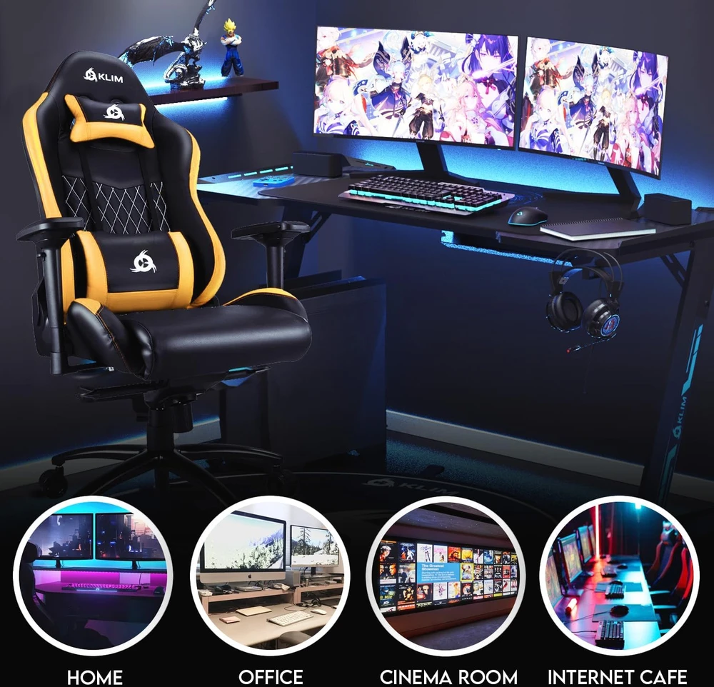 KLIM eSports ergonominė žaidimų kėdė su juosmens ir kaklo atramomis KLESP5809