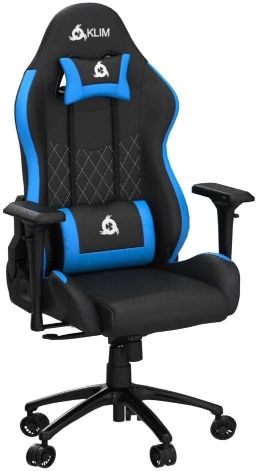 KLIM eSports žaidimų kėdė su 160° atlošu ir reguliuojamais porankiais, mėlyna