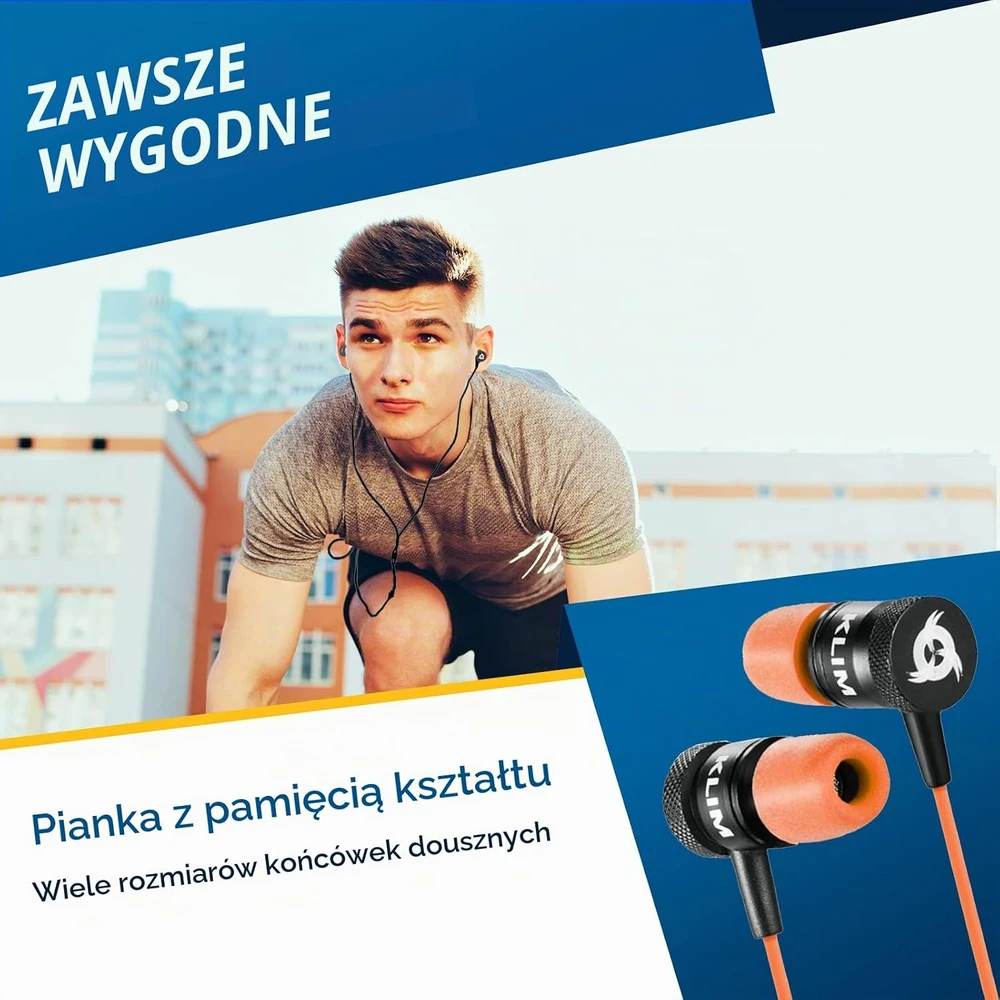 KLIM į ausis įdedamos laidinės ausinės su mikrofonu ir 3,5 mm jungtimi Fusion