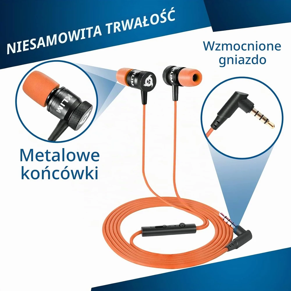 KLIM į ausis įdedamos laidinės ausinės su mikrofonu ir 3,5 mm jungtimi Fusion