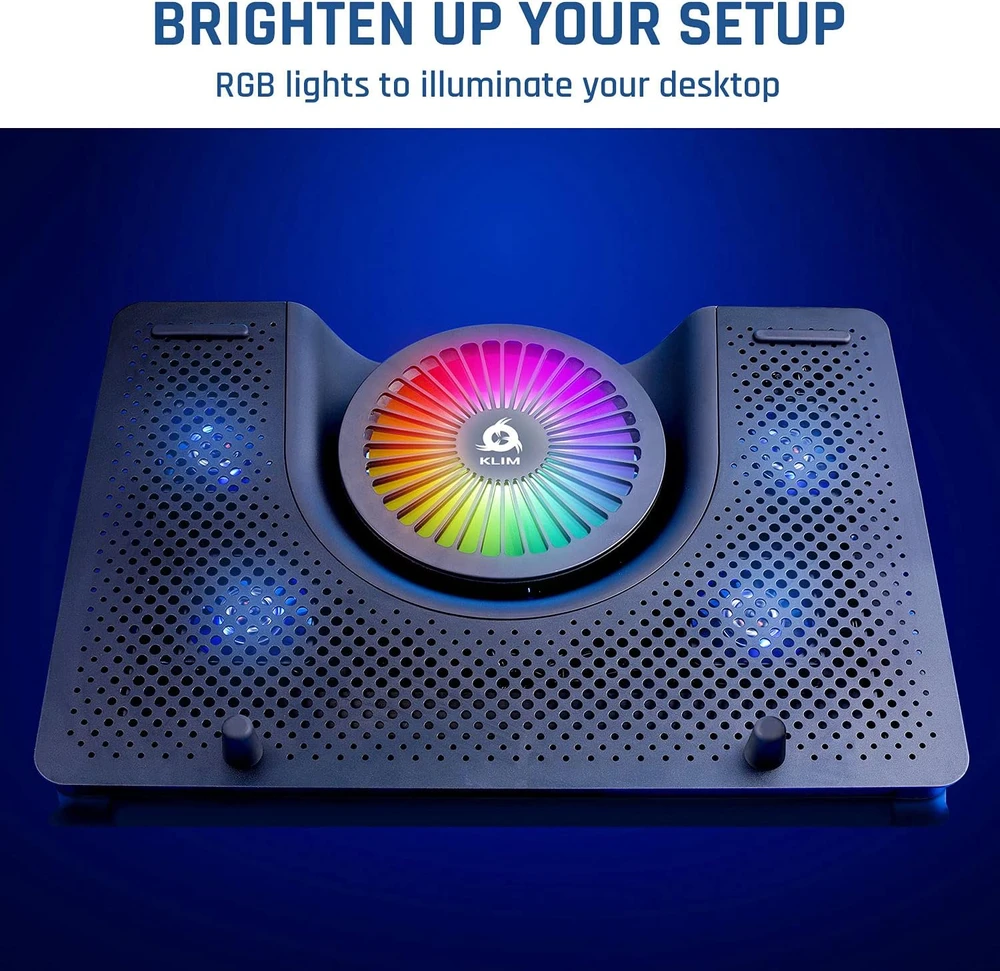 KLIM nešiojamojo kompiuterio aušinimo stovas Nova su 5 ventiliatoriais ir RGB