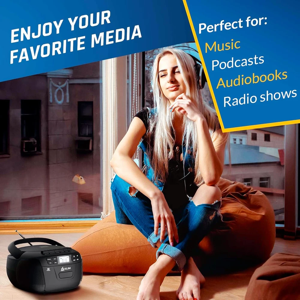 KLIM radijo magnetola su CD grotuvu, Bluetooth, USB, AUX ir kasečių įrašymu KLCD-0582