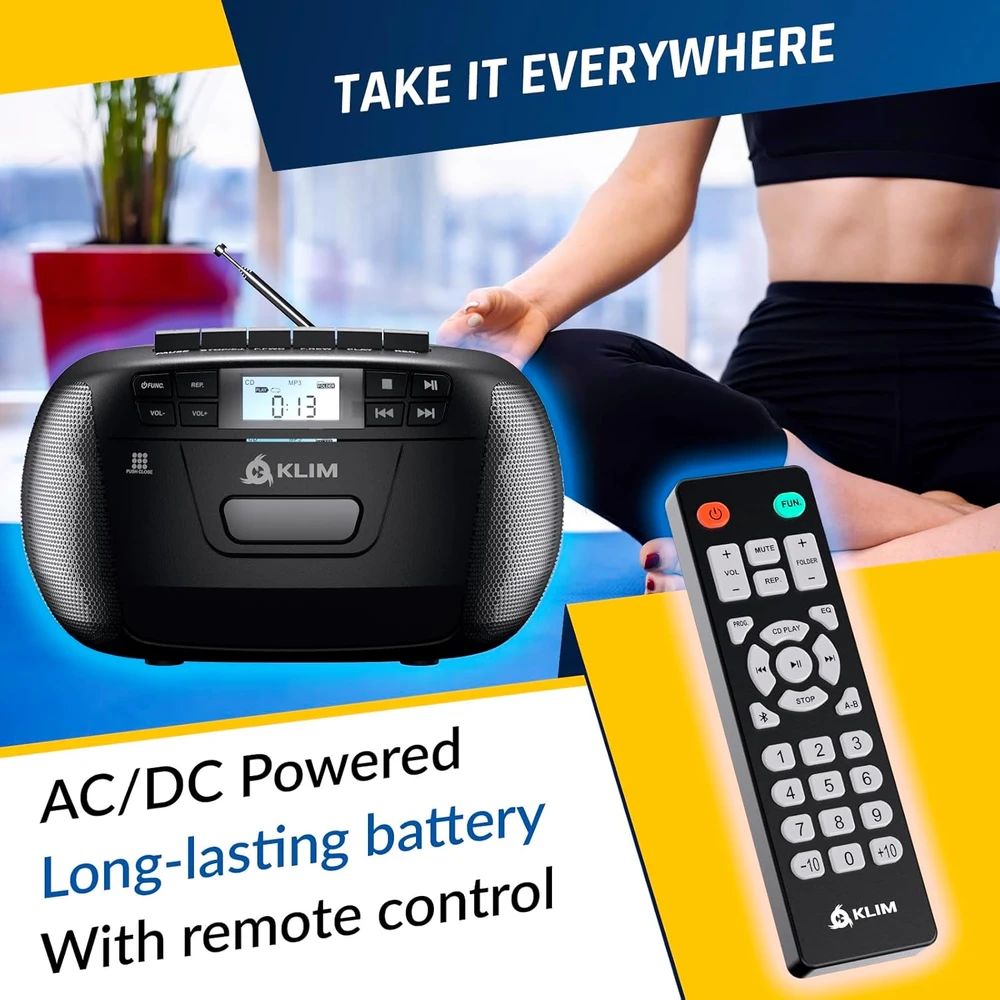 KLIM radijo magnetola su CD grotuvu, Bluetooth, USB, AUX ir kasečių įrašymu KLCD-0582