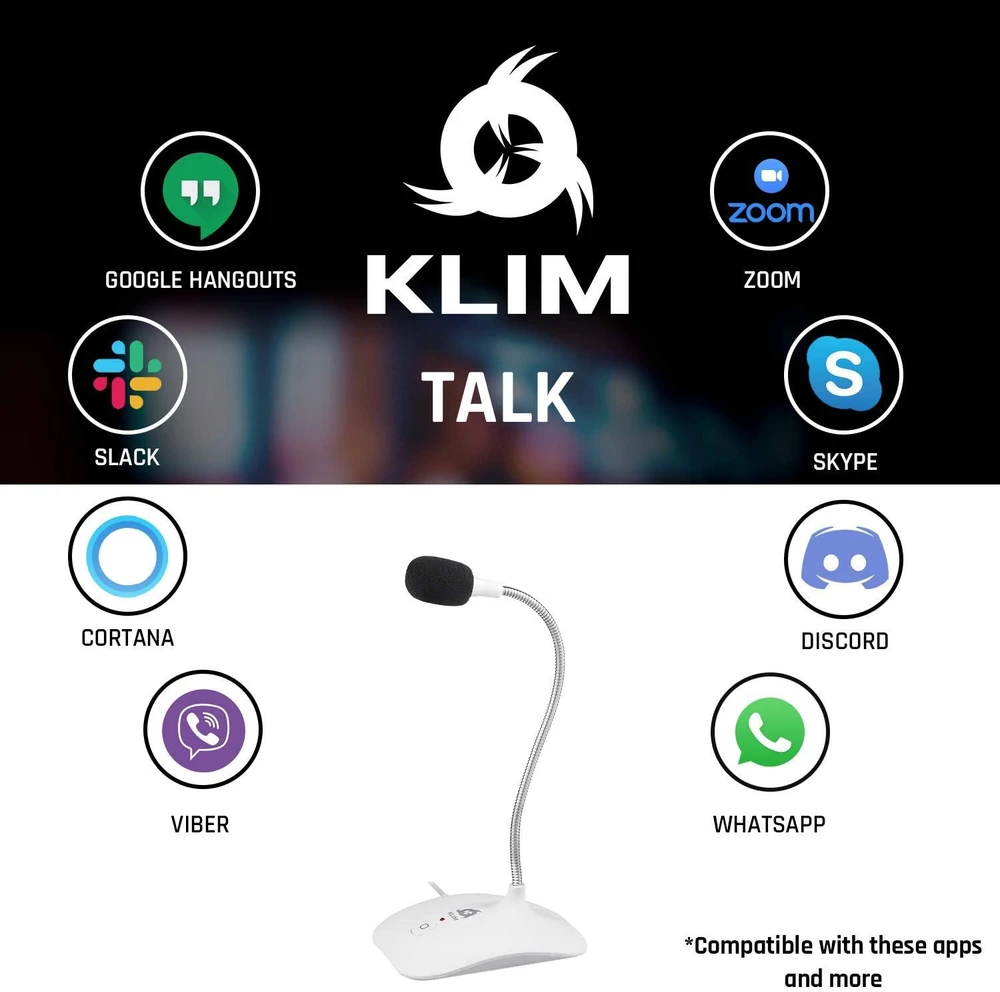 KLIM Talk stalinis vienkryptis USB mikrofonas su USB-A jungtimi, baltas