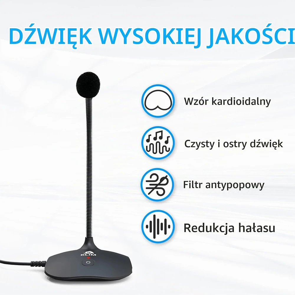KLIM Talk stalinis vienkryptis USB mikrofonas su USB-A jungtimi