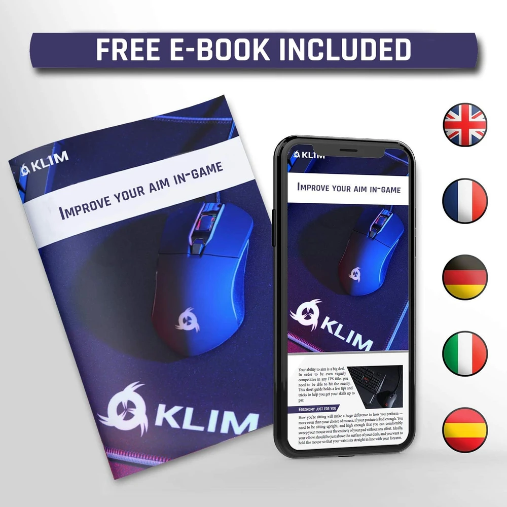 KLIM žaidimų pelė Aim su USB, RGB apšvietimu, 7000 DPI ir 7 mygtukais KLGL-AIM-GRY-1
