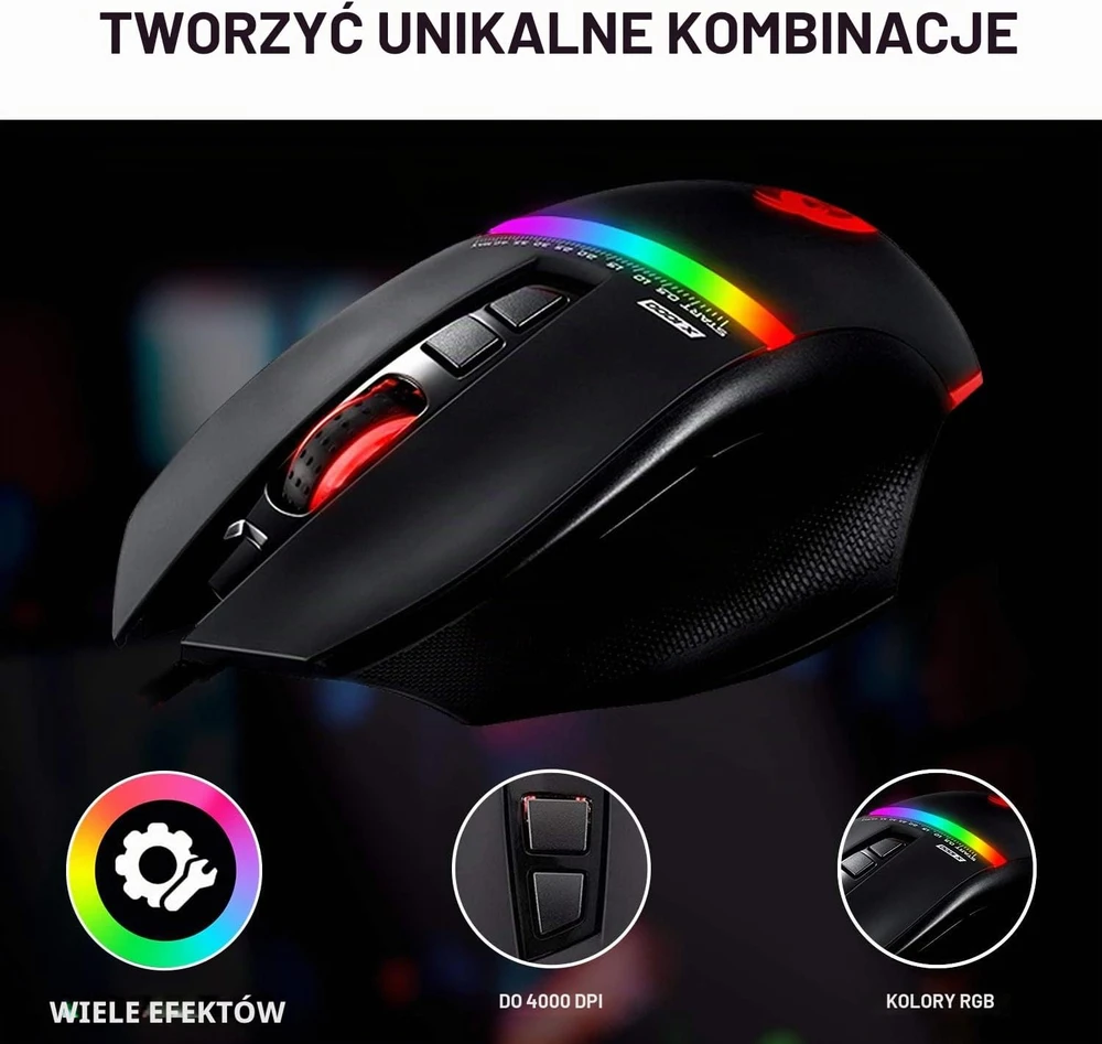KLIM žaidimų pelė USB, optinė, 4000 DPI, 7 programuojami mygtukai, KLIM Skill