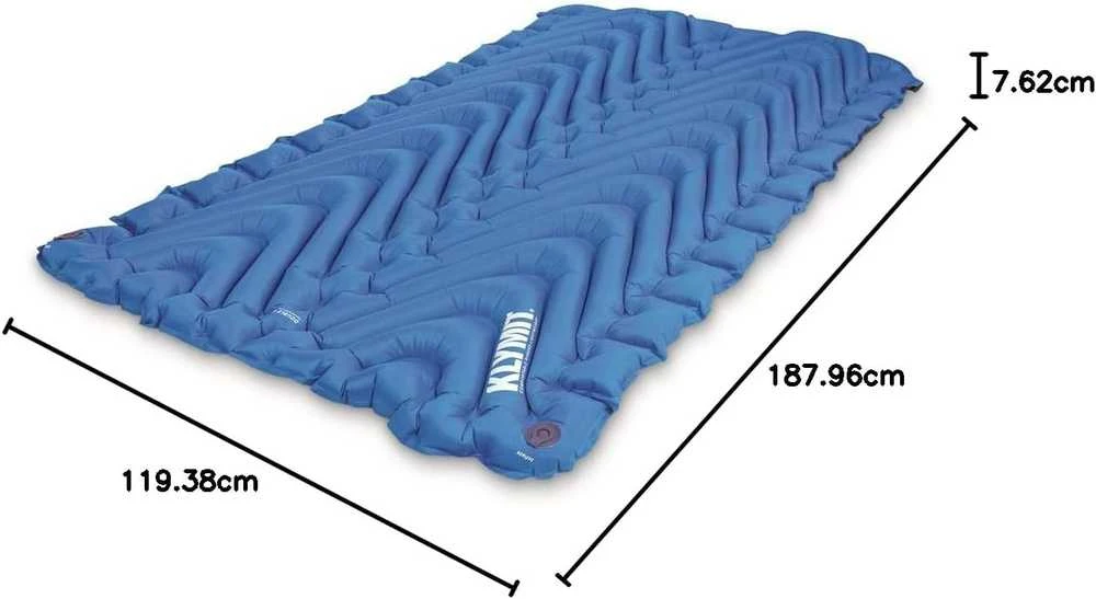 Klymit dvivietis pripučiamas turistinis kilimėlis, V formos, 120 cm pločio, mėlynas, 2 asmenims, 06DVBL02E