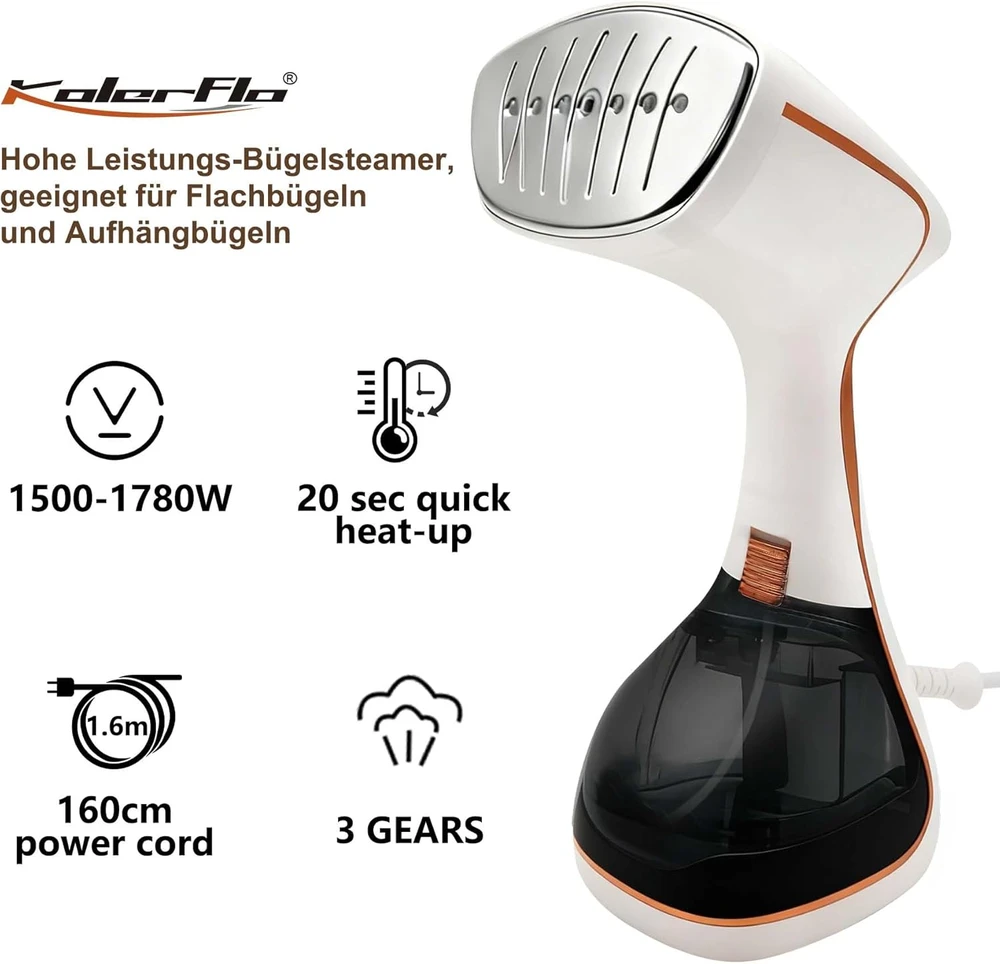KOLERFLO rankinis drabužių garintuvas 1780 W, 320 ml, 30 g/min, 801S