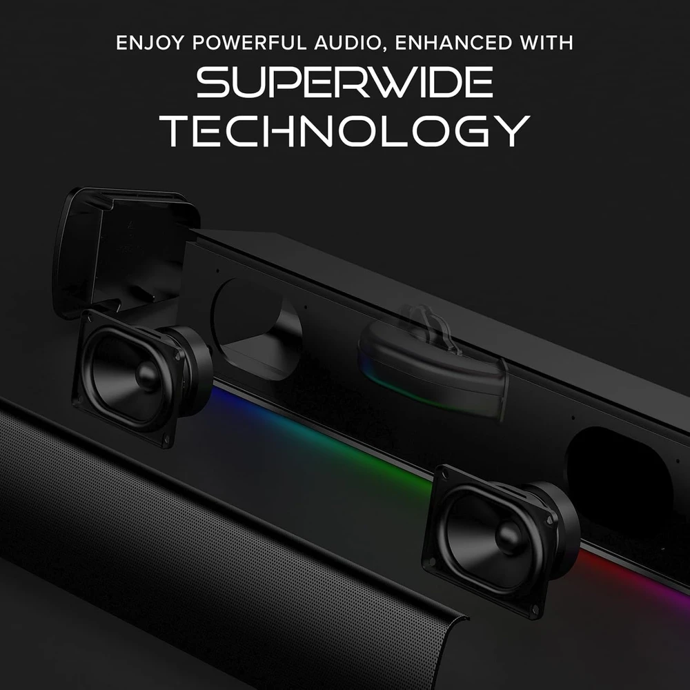 Namų kino sistema Creative Soundbar belaidis GS3 juodos spalvos Bluetooth 5.4