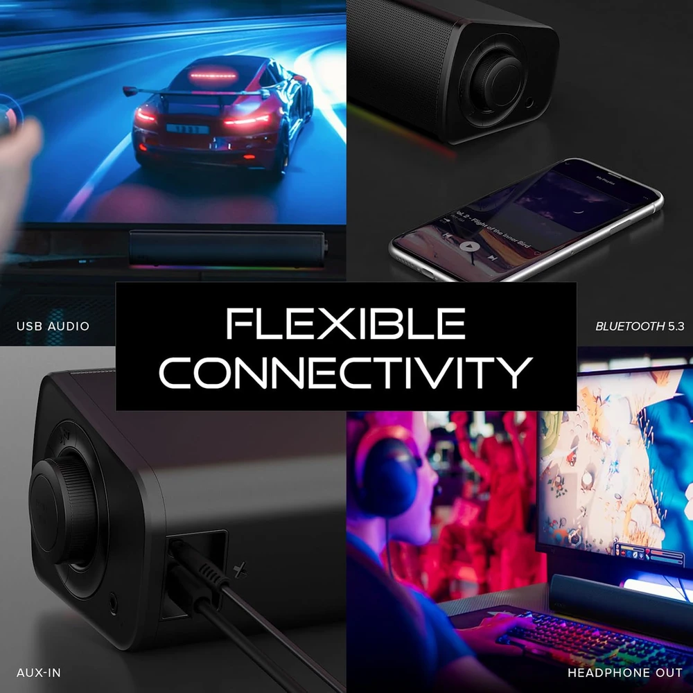 Namų kino sistema Creative Soundbar belaidis GS3 juodos spalvos Bluetooth 5.4