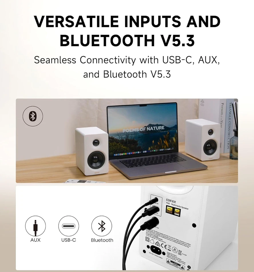 Kompiuterio kolonėlės Edifier | Desktop 2.0 Speakers | M60 | 66 W | Bluetooth | Belaidė jungtis | 85 dB | Juodas