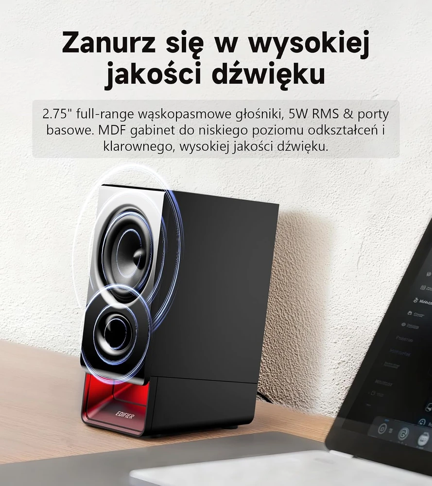 Kompiuterio kolonėlės Edifier kompiuterinės kolonėlės su USB, Bluetooth 6.0, 5 W RMS, MDF korpusu, R20BT