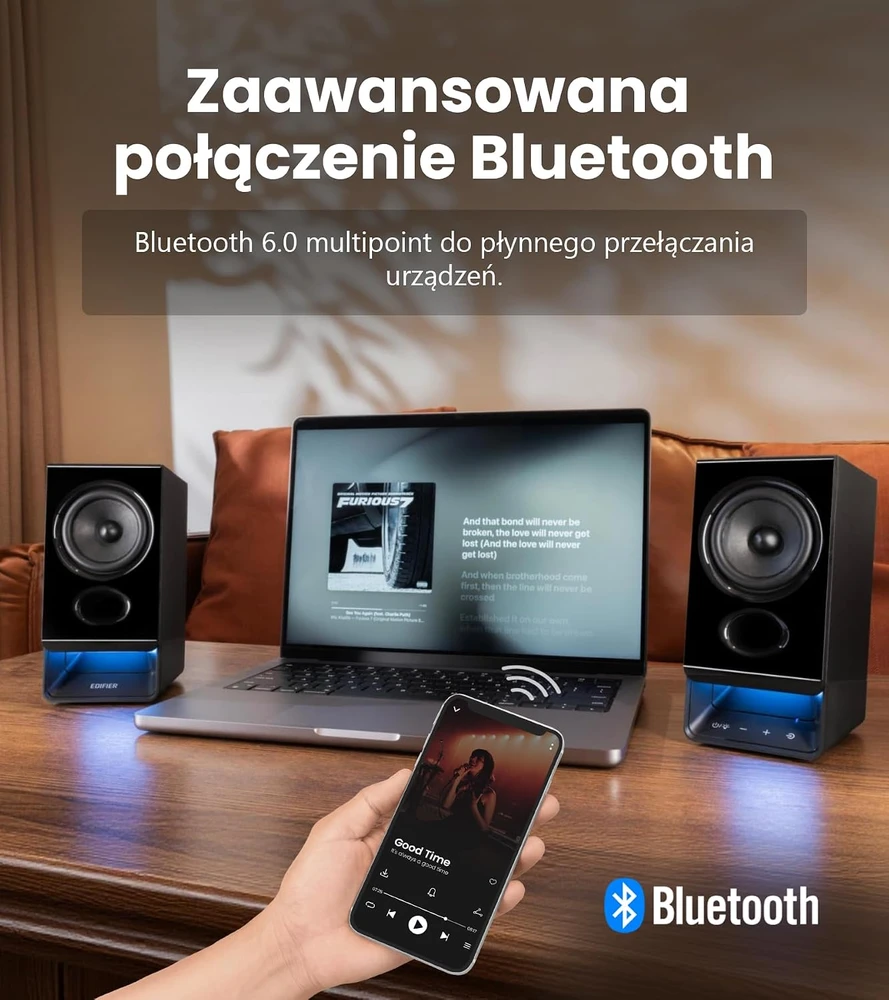Kompiuterio kolonėlės Edifier kompiuterinės kolonėlės su USB, Bluetooth 6.0, 5 W RMS, MDF korpusu, R20BT