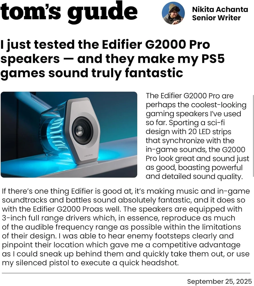 Kompiuterio kolonėlės Edifier kompiuterinės garsiakalbiai su Bluetooth, 32 W galia, 7.1 surround, RGB apšvietimu, G2000 PRO