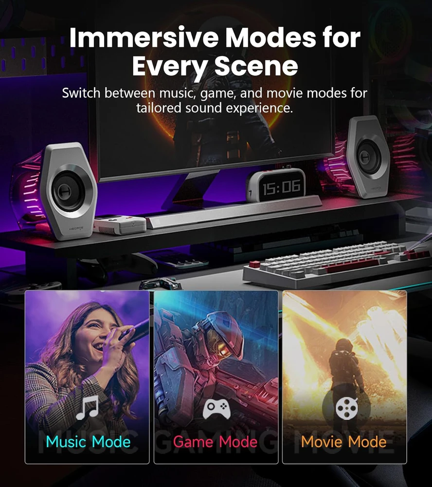 Kompiuterio kolonėlės Edifier kompiuterinės garsiakalbiai su Bluetooth, 32 W galia, 7.1 surround, RGB apšvietimu, G2000 PRO