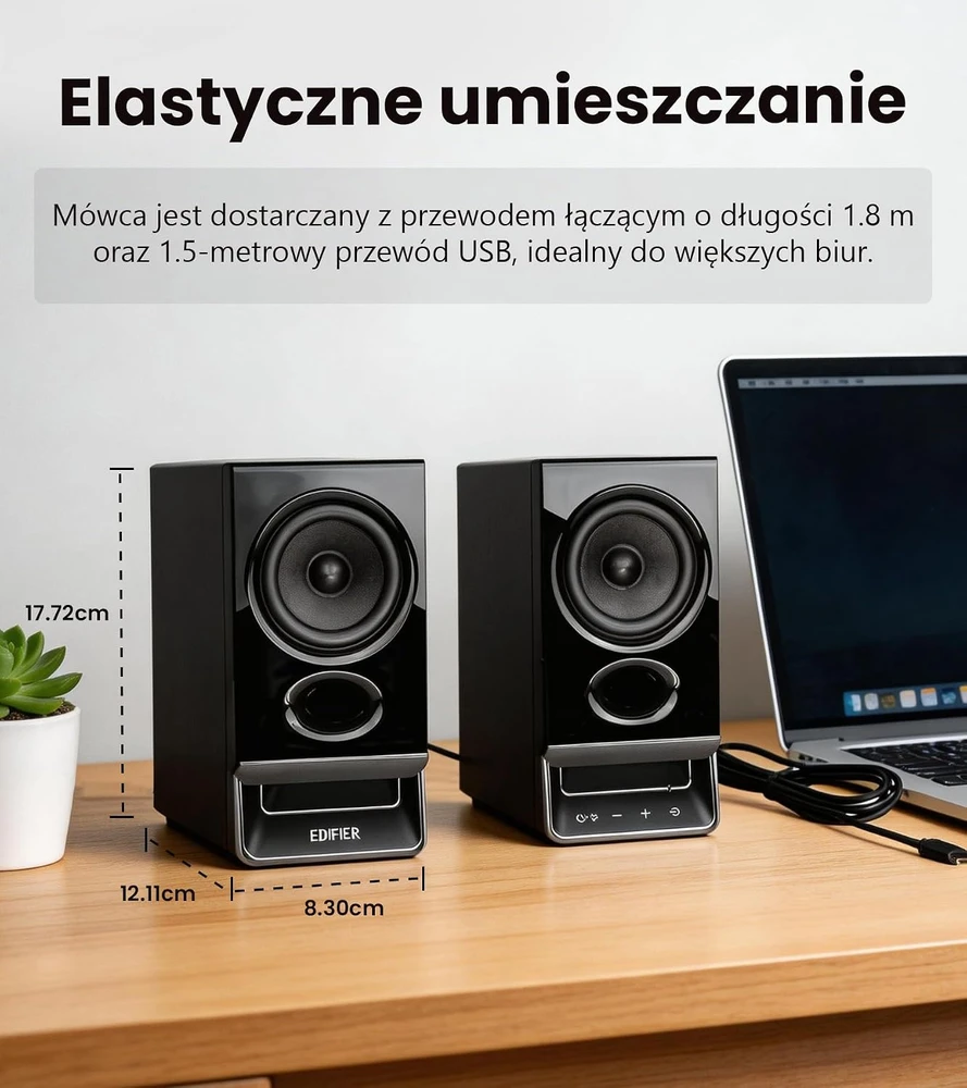 Kompiuterio kolonėlės Edifier kompiuterinės kolonėlės su USB, Bluetooth 6.0, 5 W RMS, MDF korpusu, R20BT