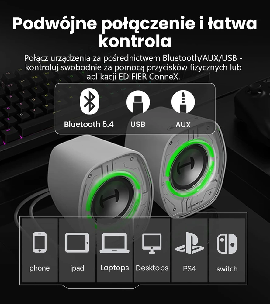 Kompiuterio kolonėlės Edifier kompiuterinės kolonėlės su Bluetooth 5.4, 4 W galia, 2.5" garsiakalbiais, G1000 II
