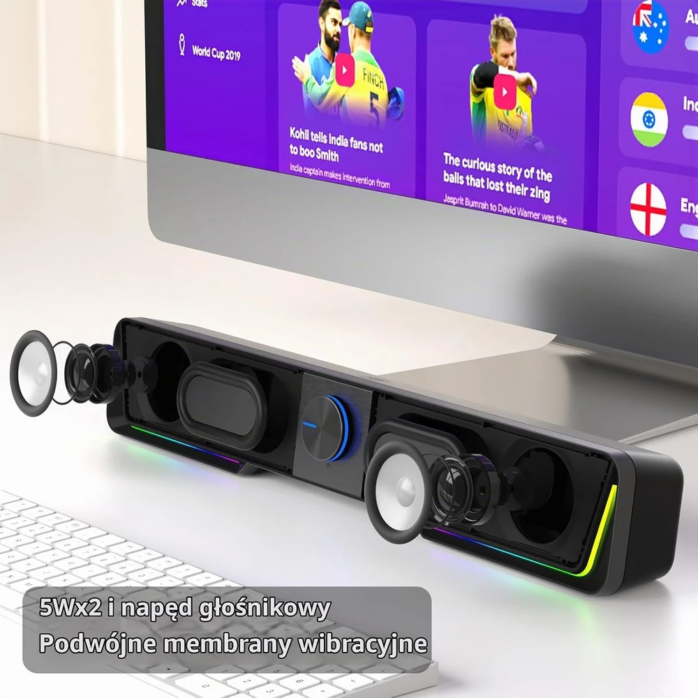 Kompiuterio kolonėlės Jeecoo kompiuterinė garso kolonėlė A40 su Bluetooth ir USB, 10 W, juoda