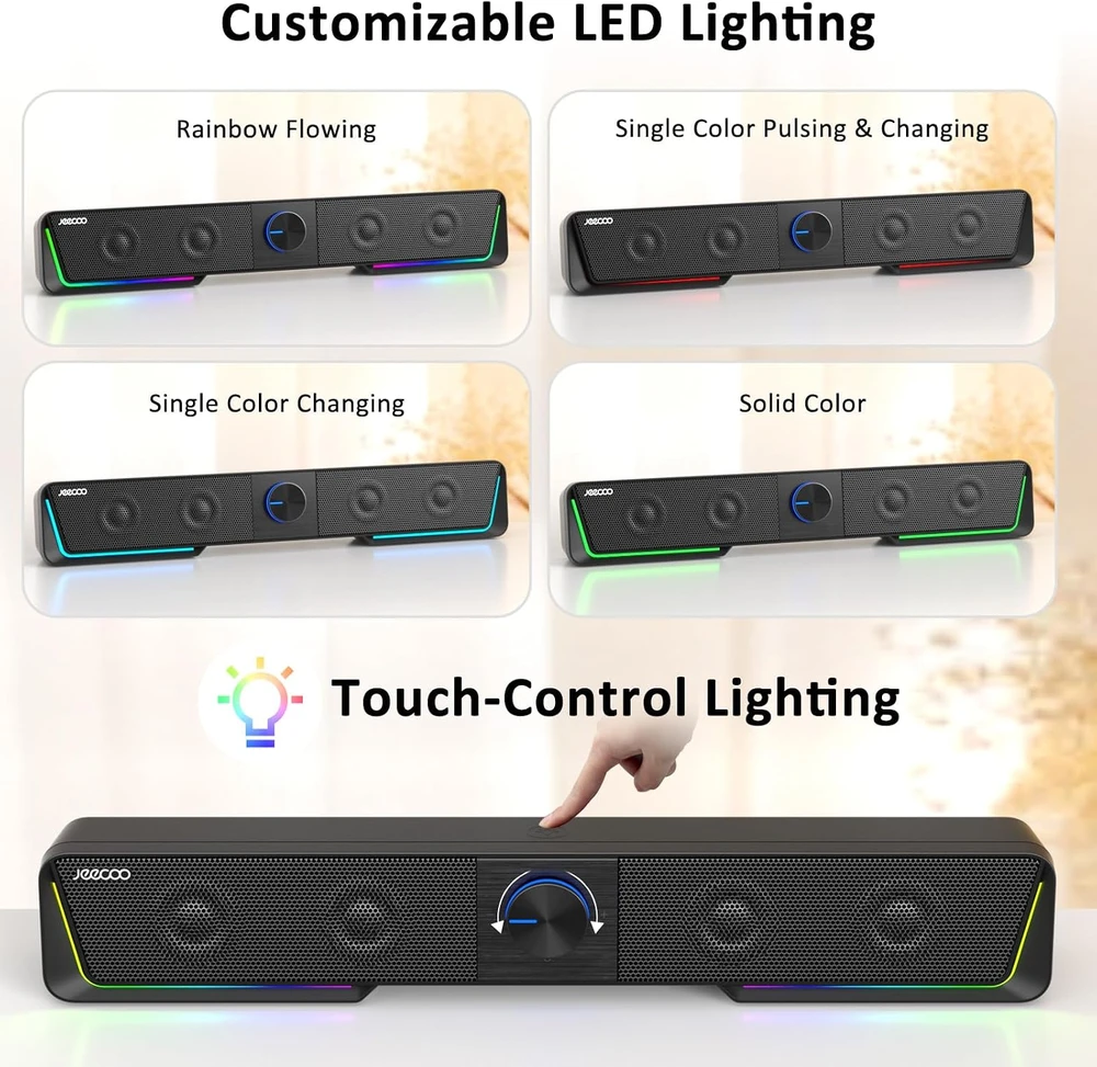 Kompiuterio kolonėlės Jeecoo kompiuterinė garso kolonėlė A40 su Bluetooth ir USB, 10 W, juoda