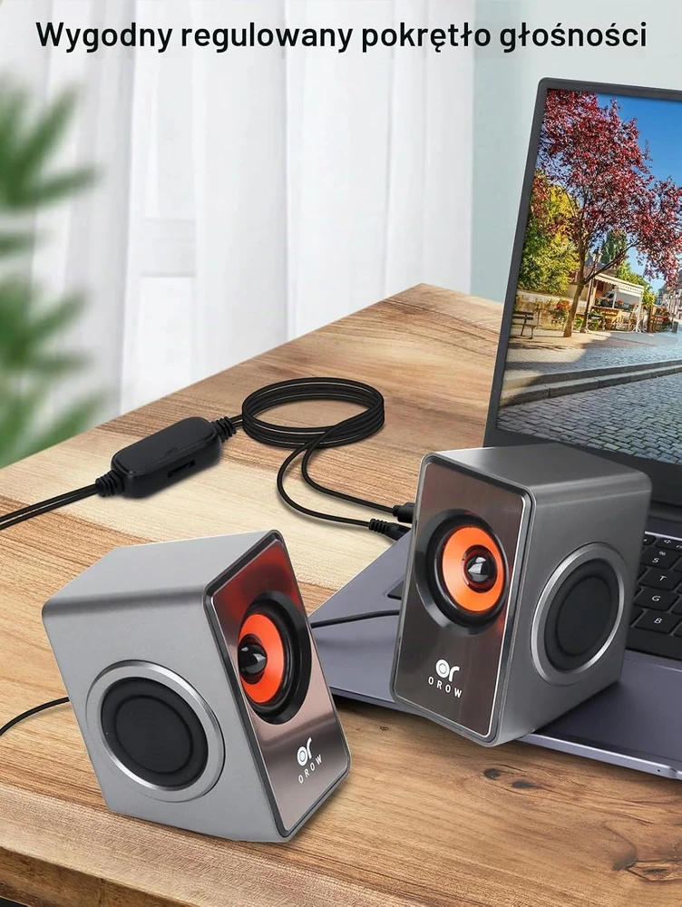 Kompiuterio kolonėlės OROROW 12 W stereofoninės kompiuterinės kolonėlės su USB ir 3,5 mm jungtimis, S206