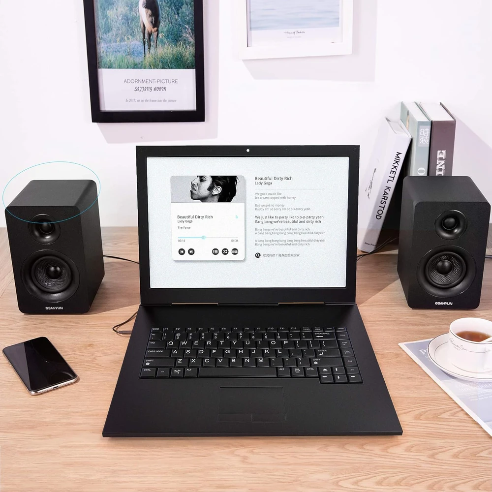 Kompiuterio kolonėlės Sanyun kompiuterinės lentynos garsiakalbiai Bluetooth 5.0, 60 W, aktyvūs, juodi, SW208
