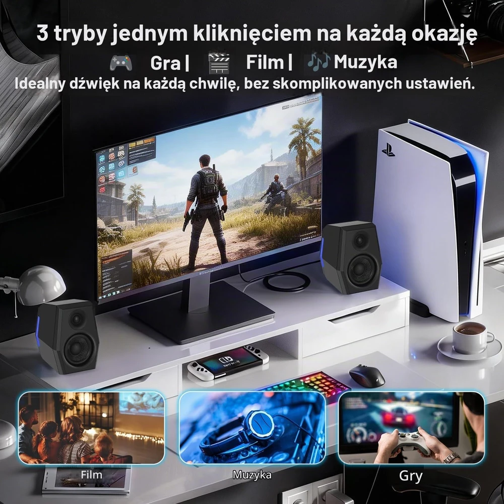 Kompiuterio kolonėlės Sanyun kompiuterinės garso kolonėlės 2.0, 36 W, Bluetooth 5.2, USB DAC, SW209